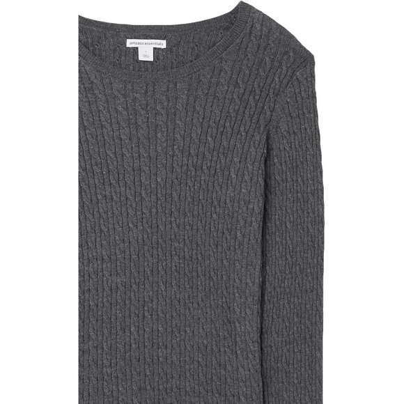 Women's Cotton Modal Polyester Lightweight Cable Crewneck Sweater Plus Size - Picture 6 of 6